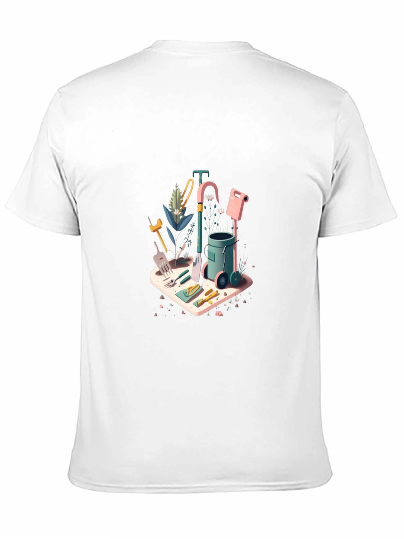 Gardening Tools Graphic Tee - Black Cotton Blend