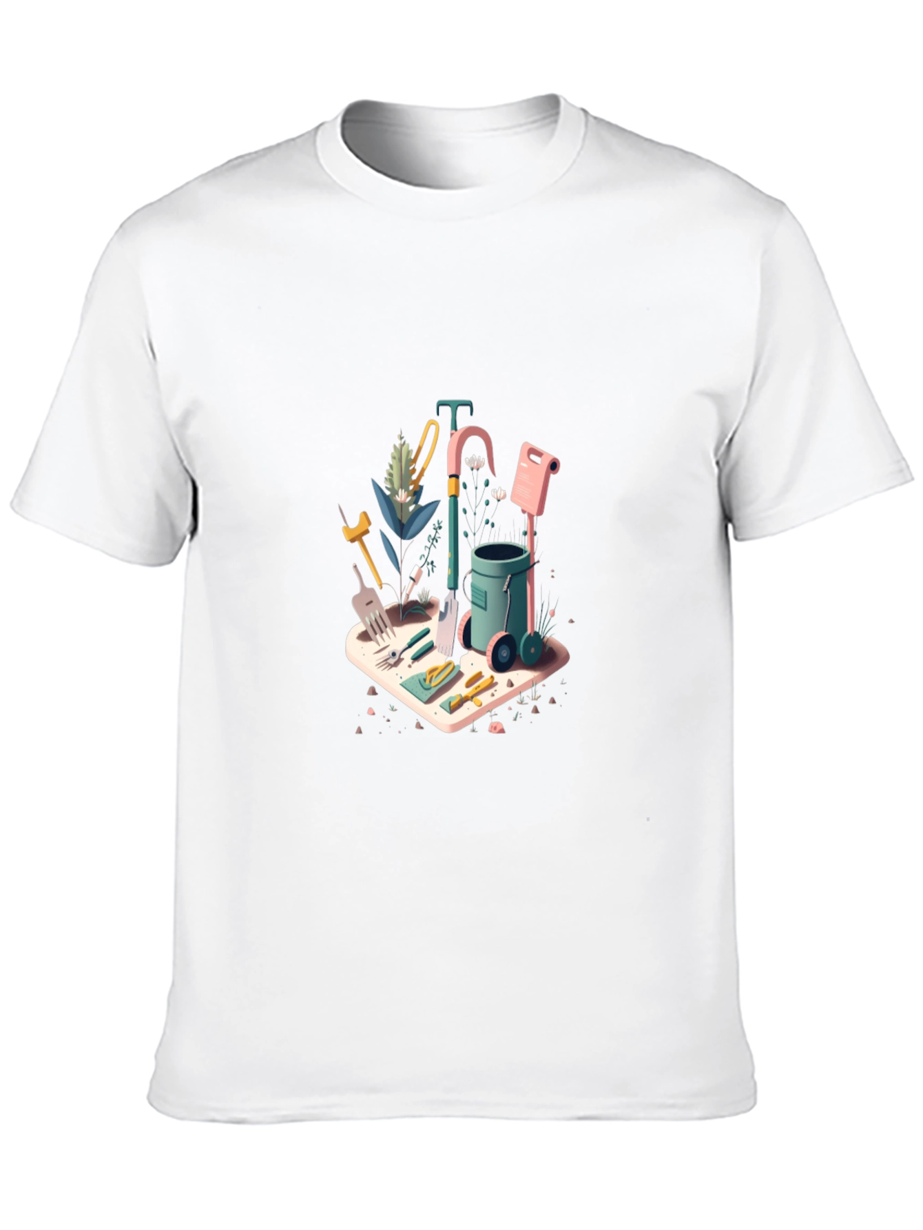 Gardening Tools Graphic Tee - Black Cotton Blend