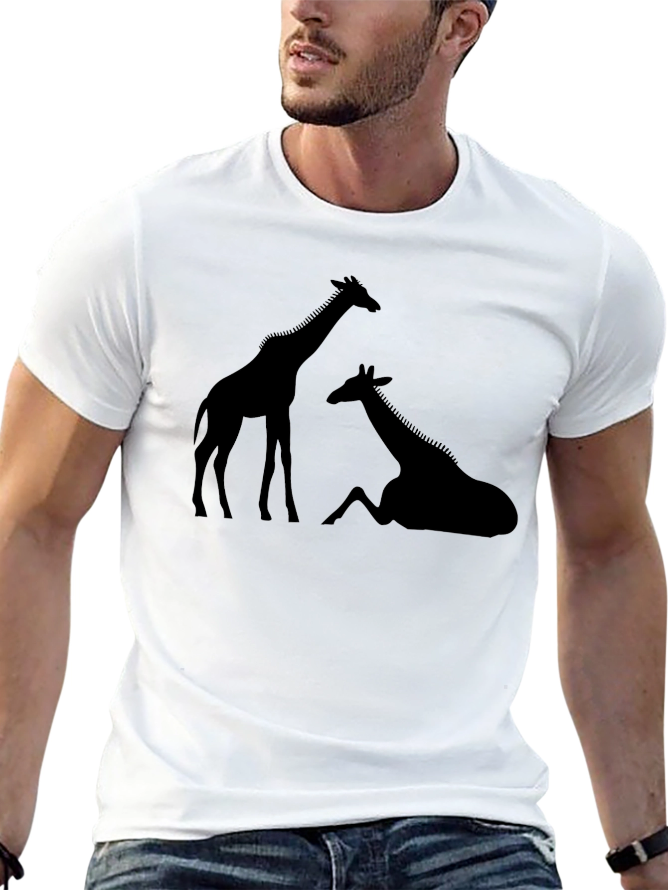 Giraffe Silhouette T-Shirt - Black