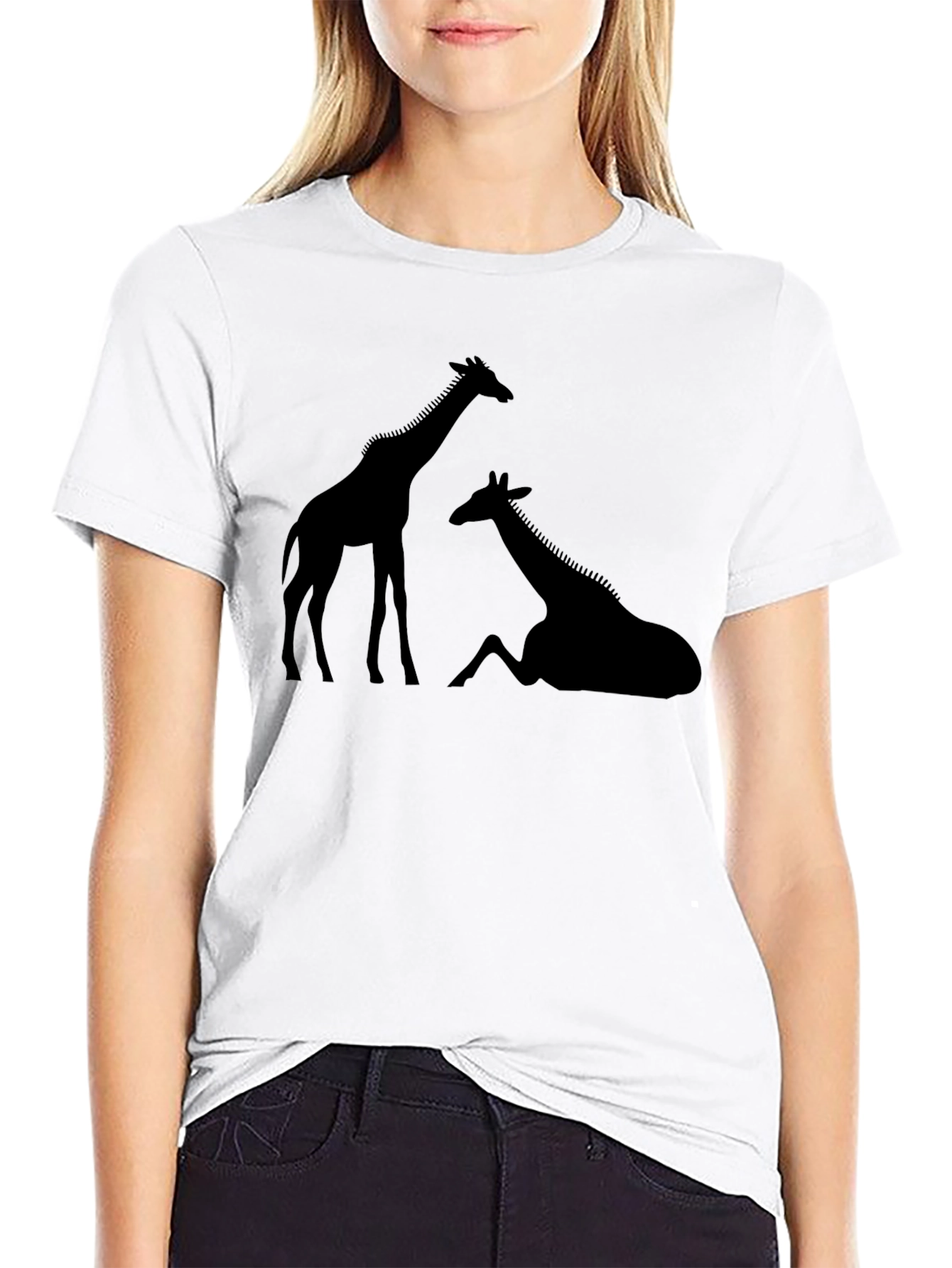 Giraffe Silhouette T-Shirt - Black