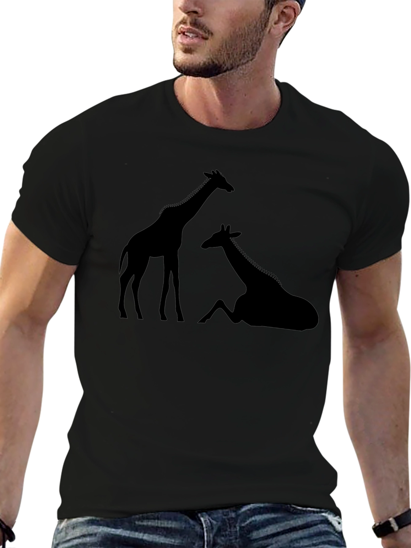 Giraffe Silhouette T-Shirt - Black