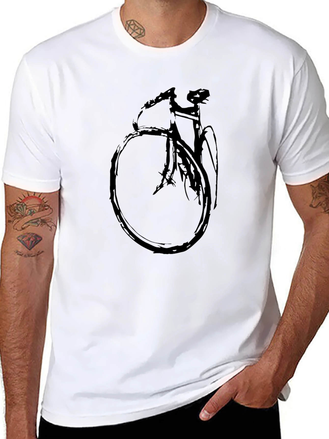 Mens Black Bike Graphic Tee