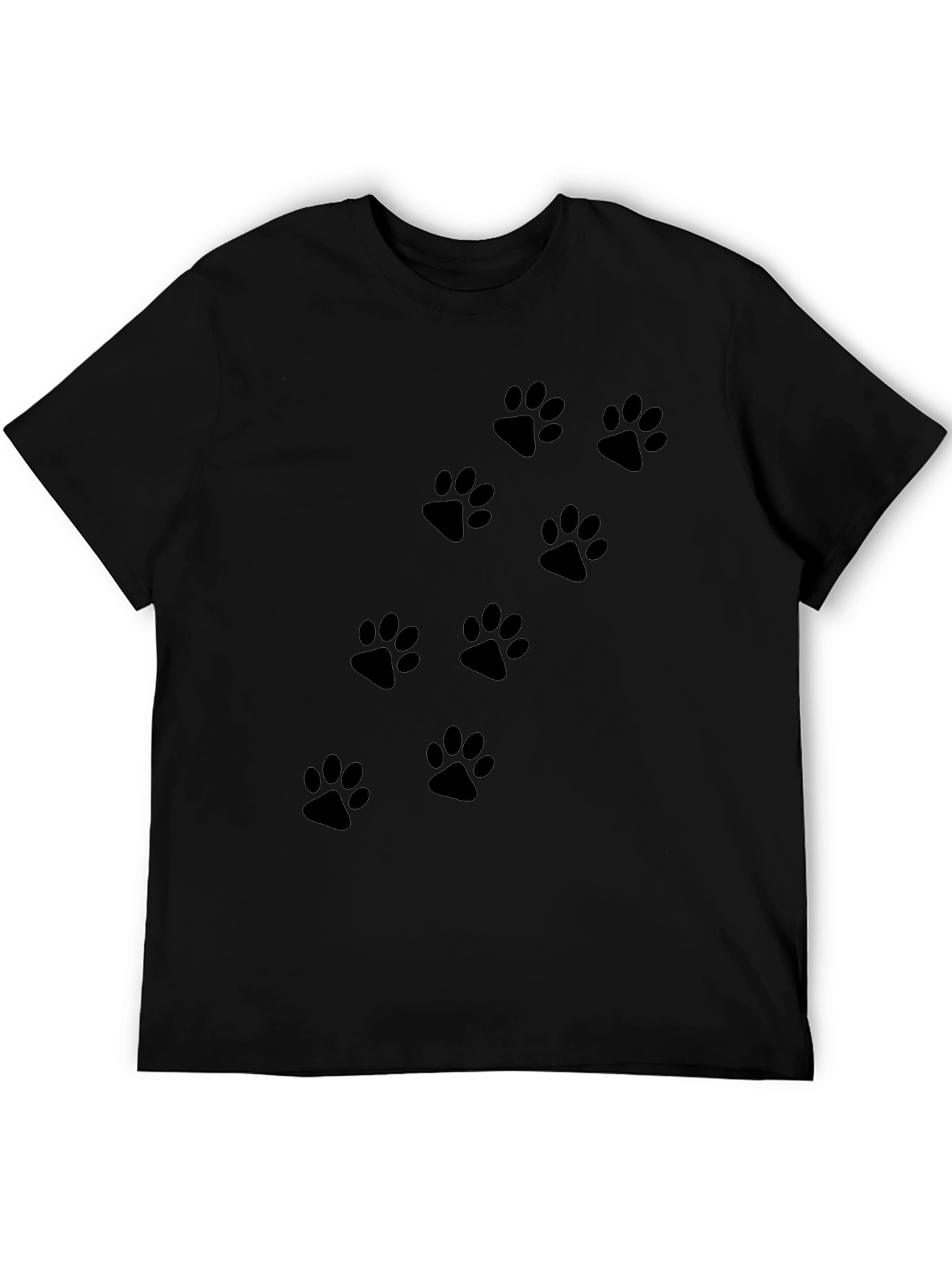 Black Paw Print Crew Neck T-Shirt