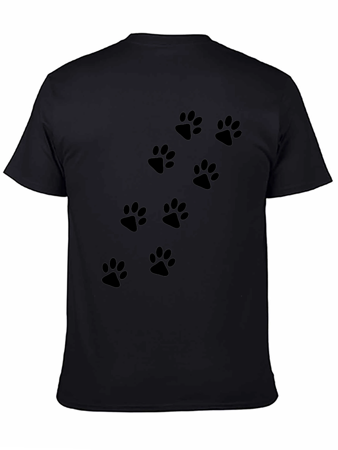 Black Paw Print Crew Neck T-Shirt