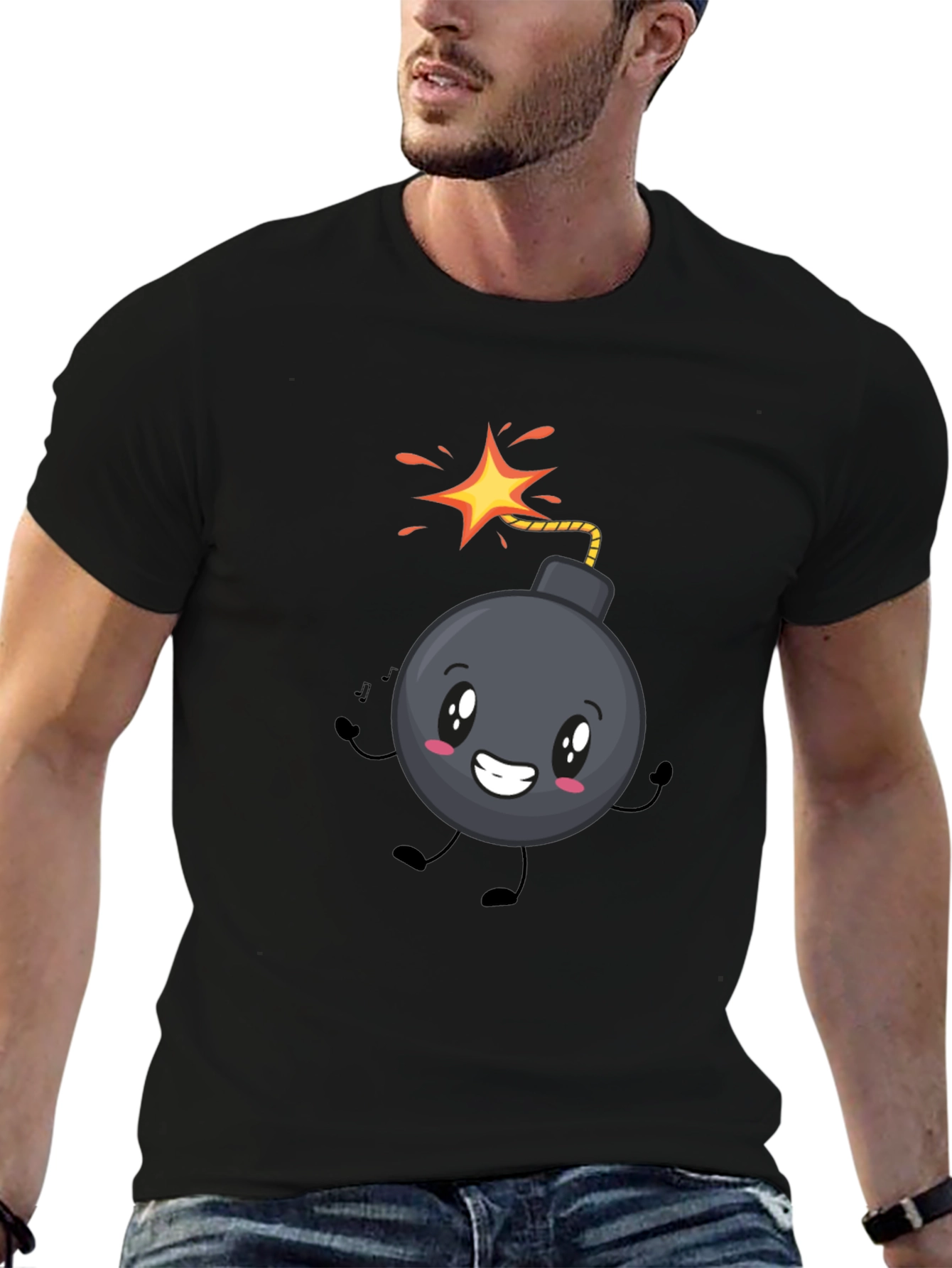 Cute Bomb Graphic Tee - Black Cotton T-Shirt