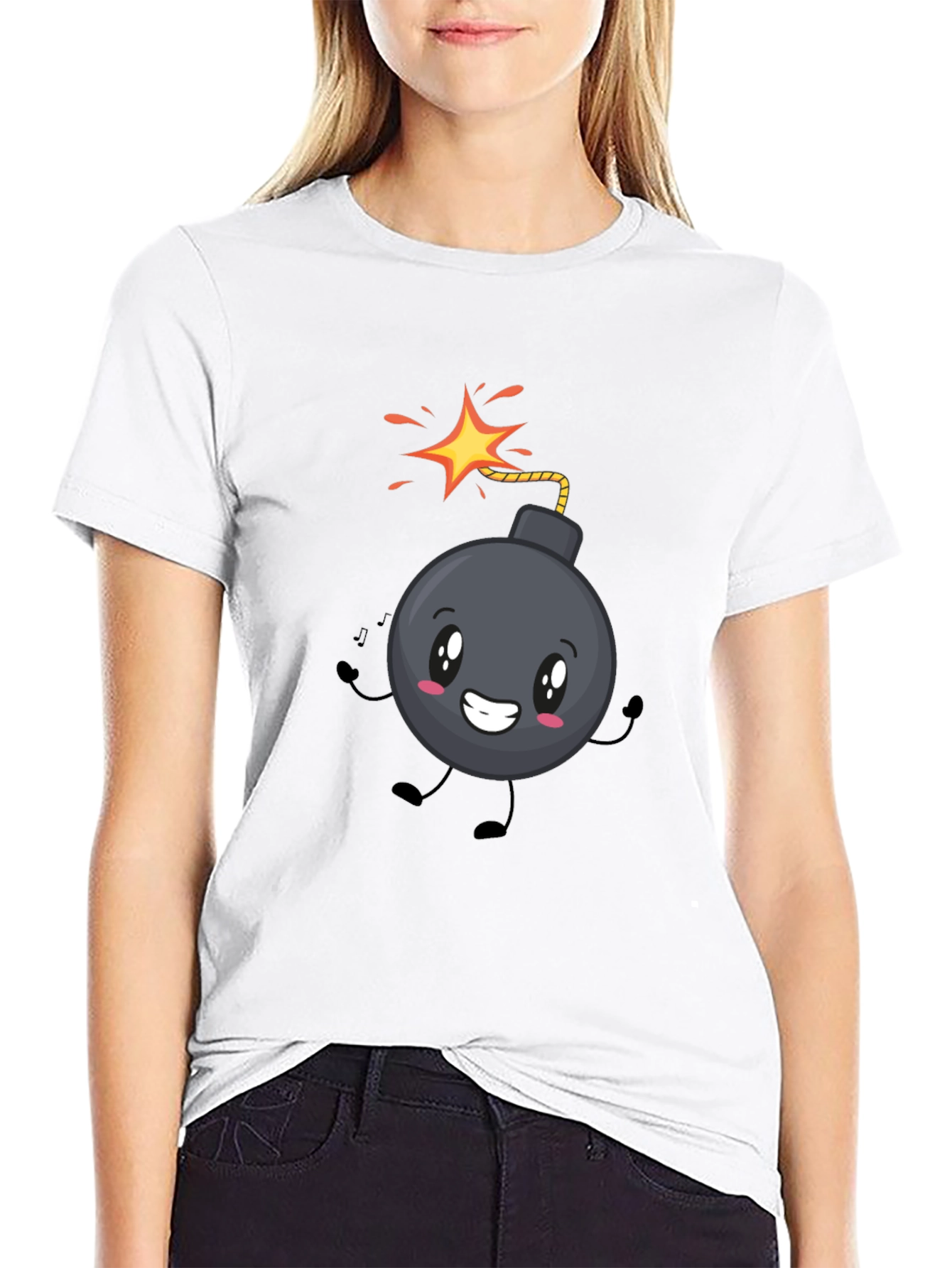 Cute Bomb Graphic Tee - Black Cotton T-Shirt