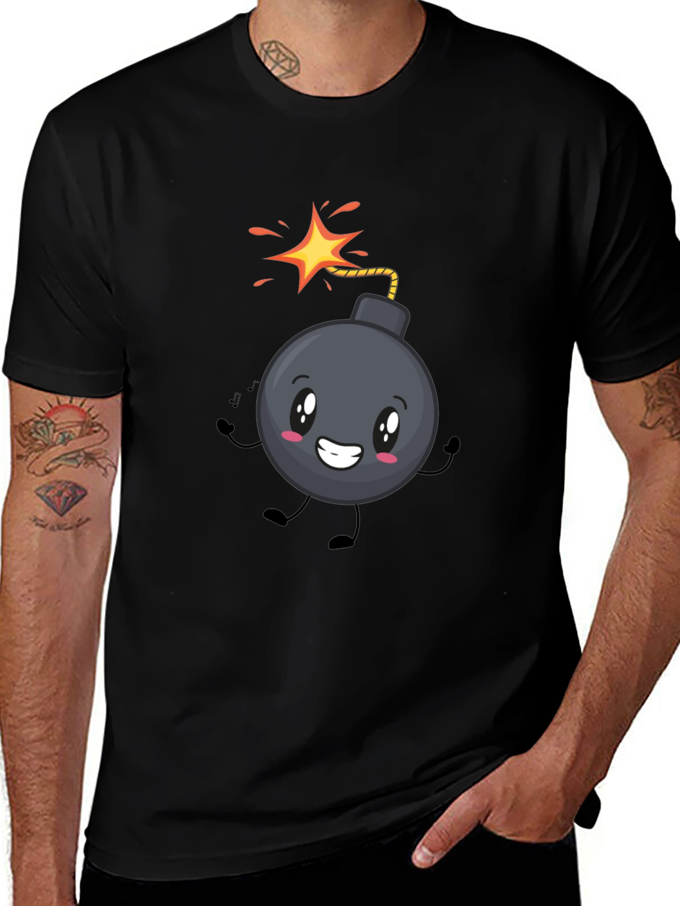 Cute Bomb Graphic Tee - Black Cotton T-Shirt