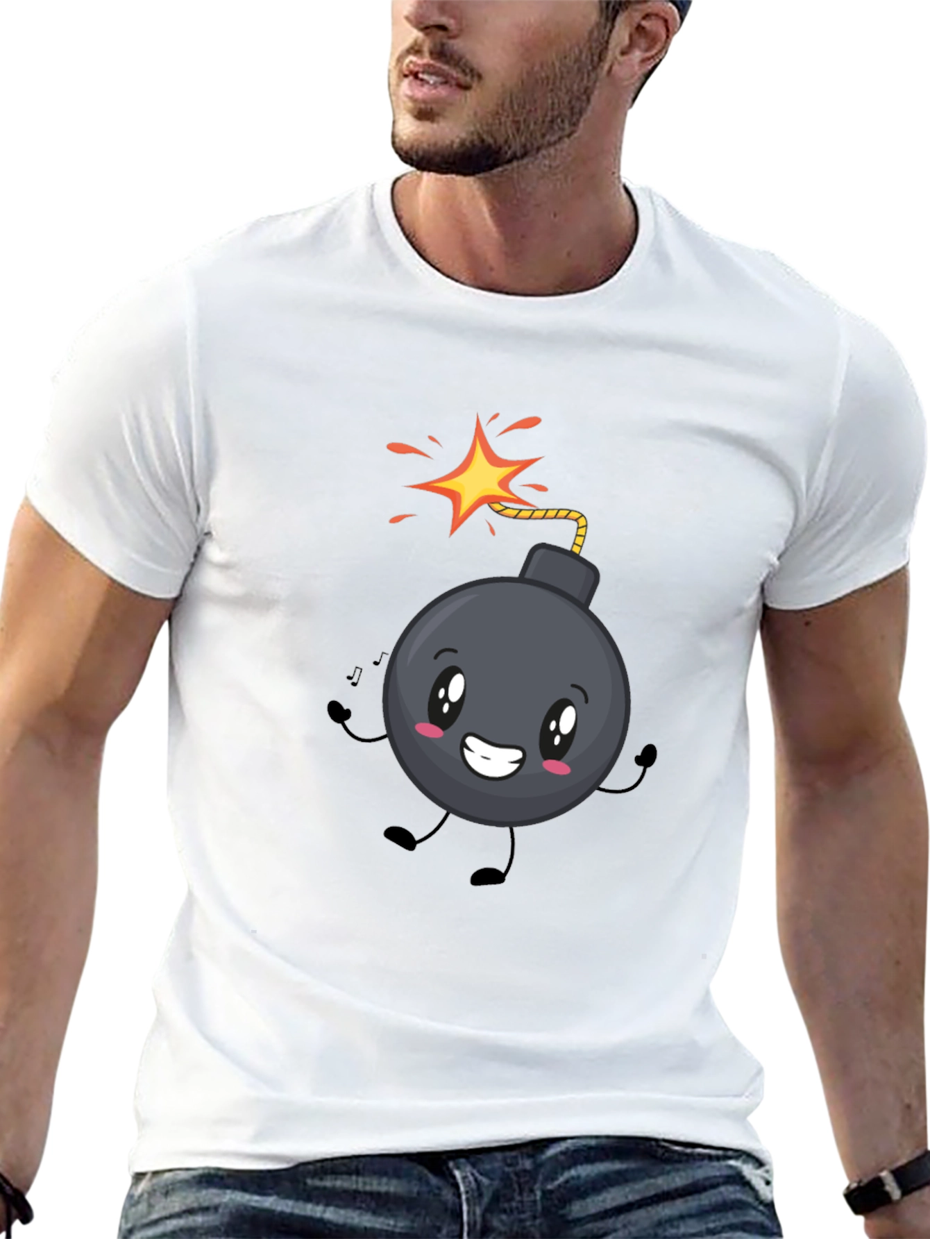Cute Bomb Graphic Tee - Black Cotton T-Shirt