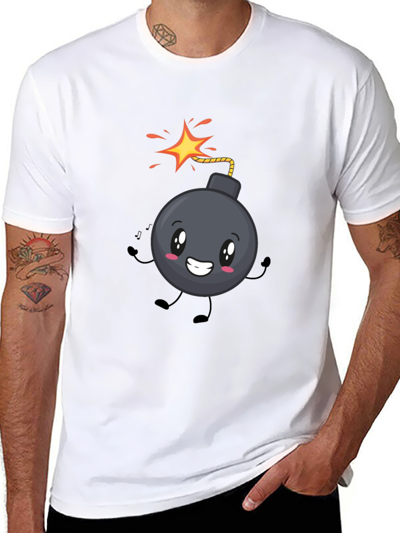 Cute Bomb Graphic Tee - Black Cotton T-Shirt