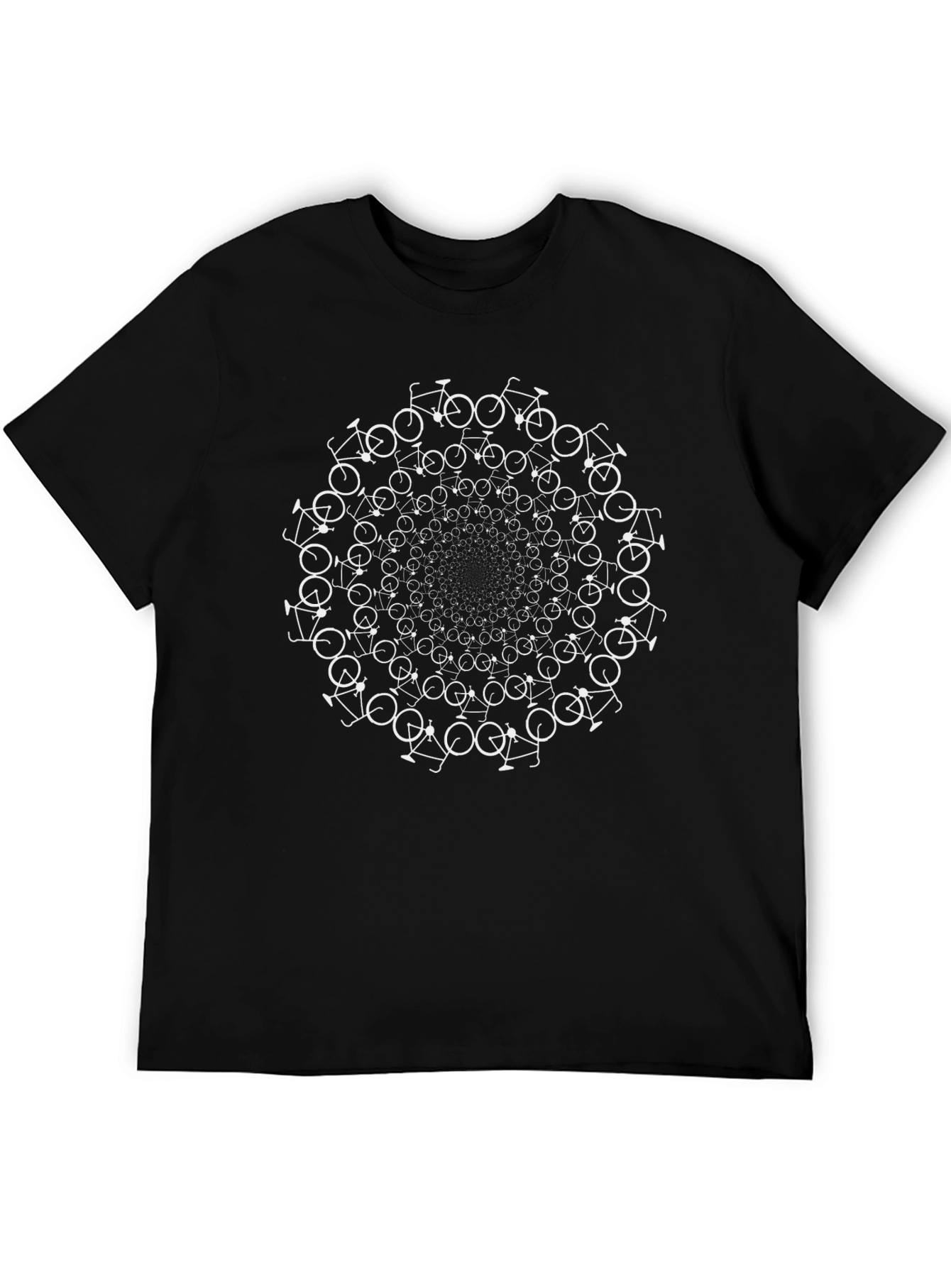 Bicycle Wheel Pattern Black T-Shirt