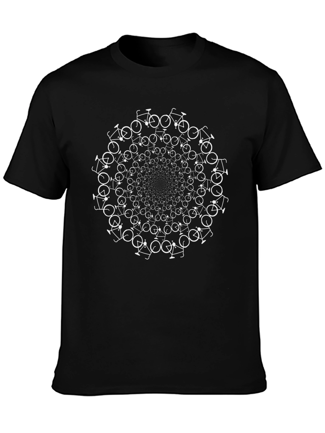 Bicycle Wheel Pattern Black T-Shirt