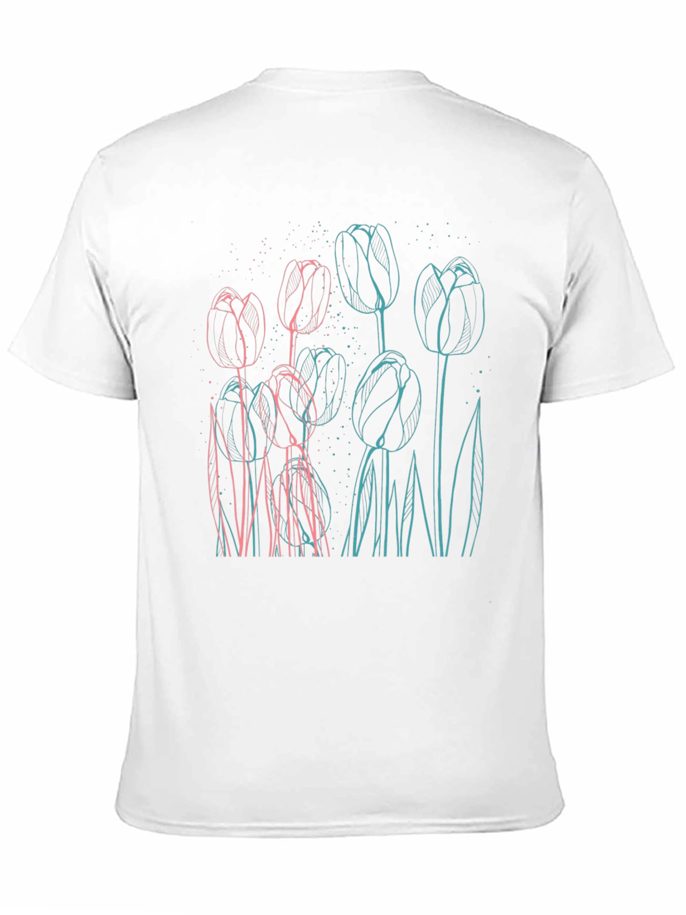 Floral Outline Graphic Tee - Modern Style