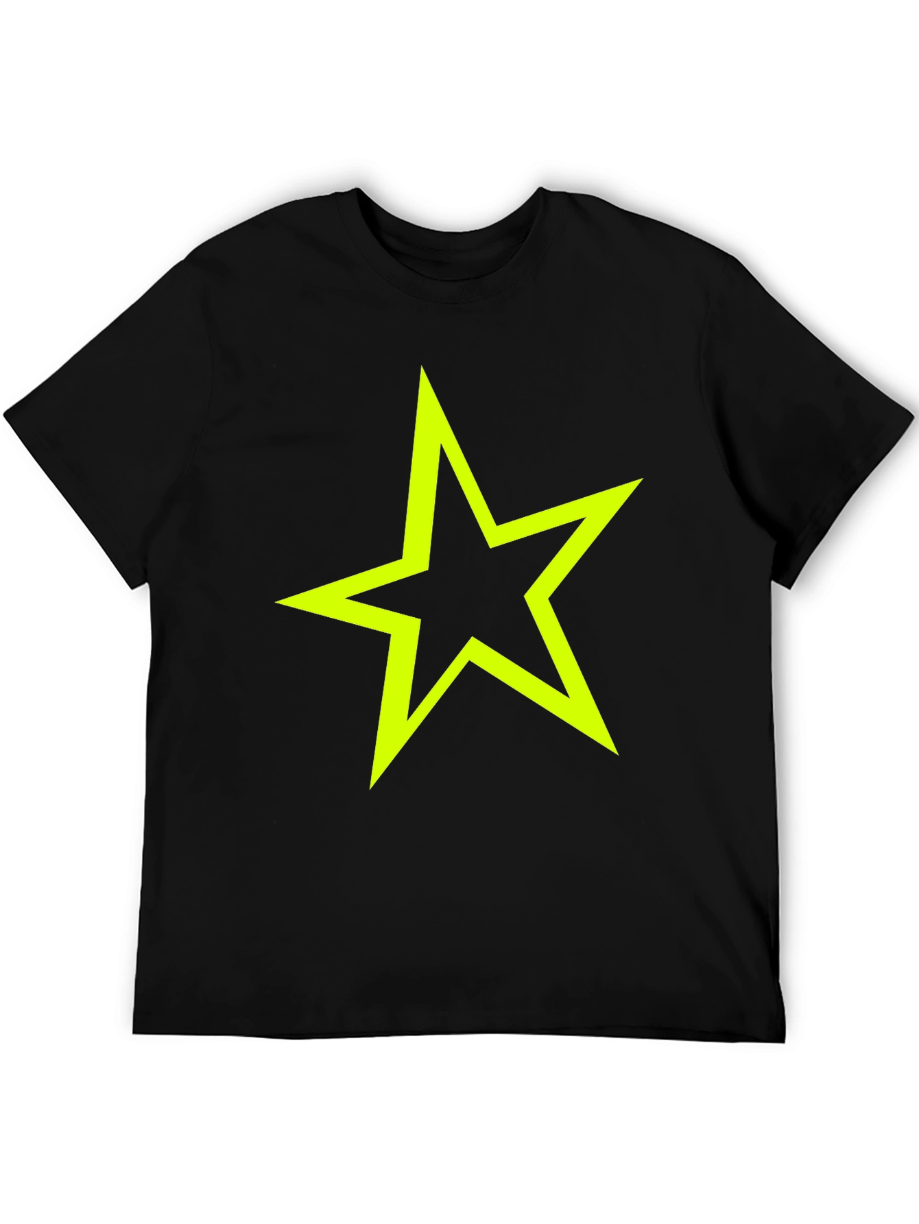 Neon Star Graphic Tee - Stylish Black Cotton T-Shirt
