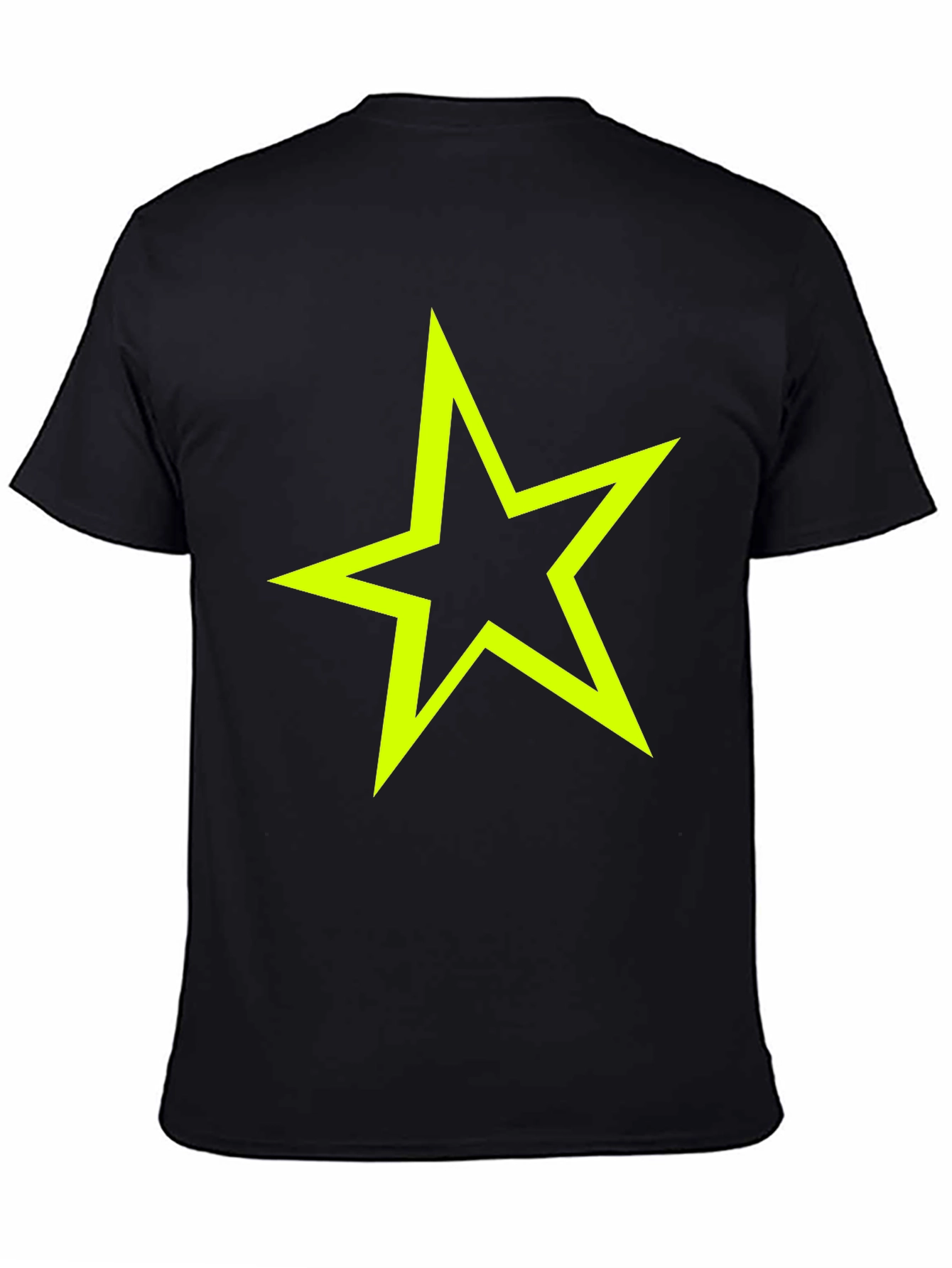Neon Star Graphic Tee - Stylish Black Cotton T-Shirt