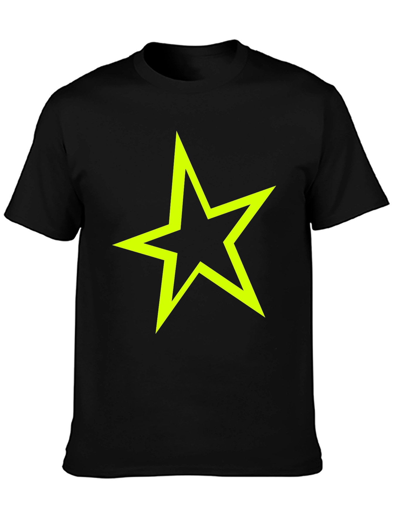 Neon Star Graphic Tee - Stylish Black Cotton T-Shirt