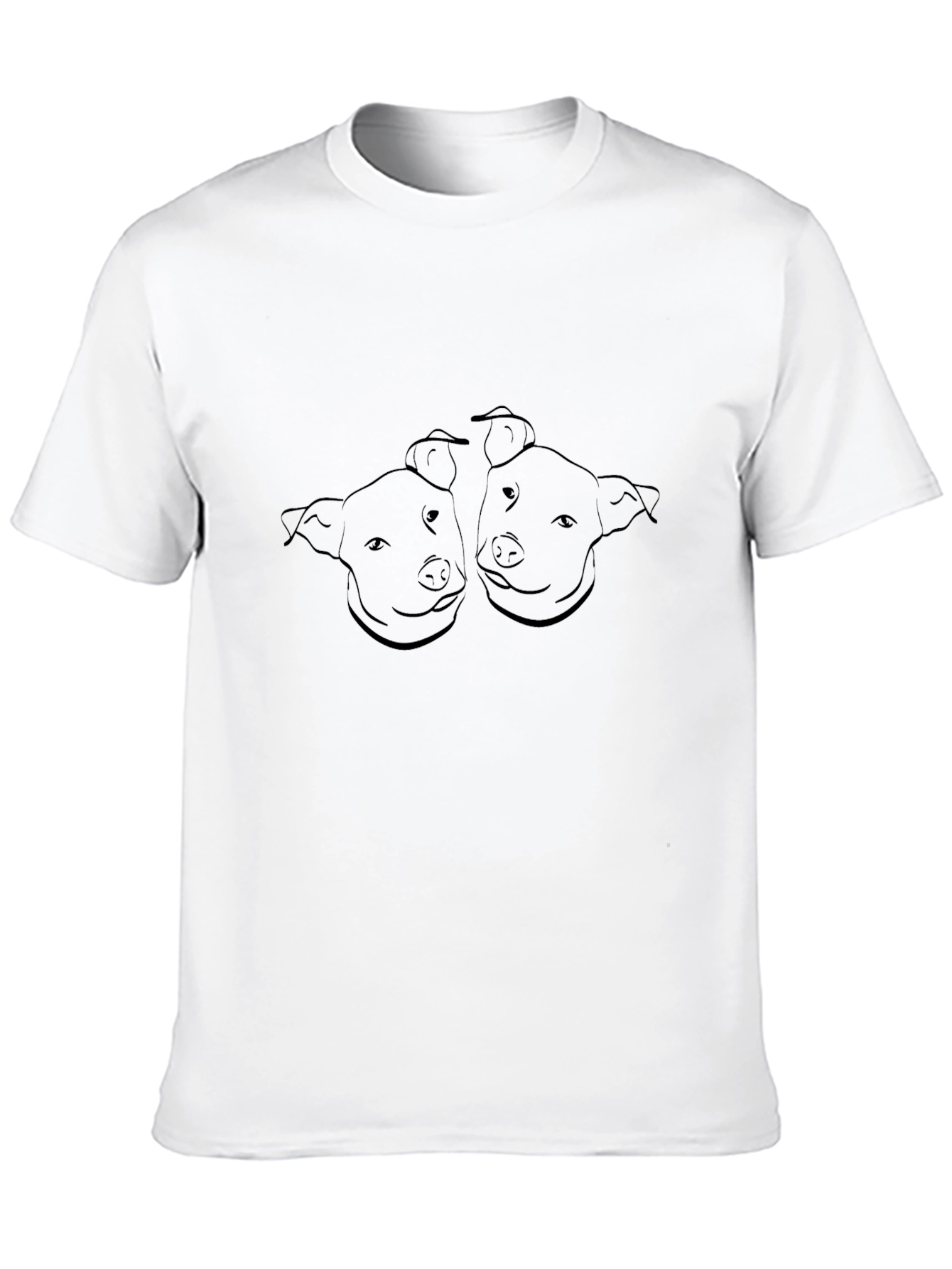 Black Dog Lovers Tee - Twin Pitbull Outline Design