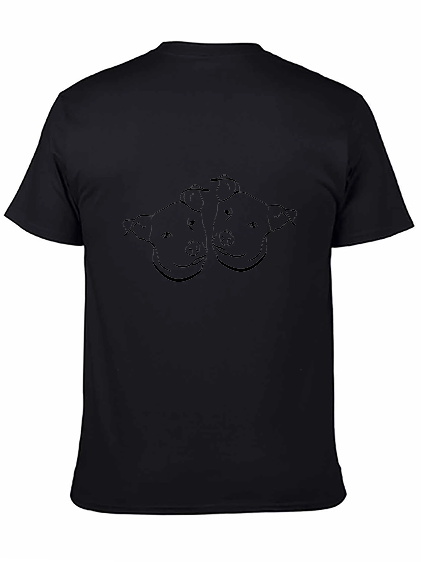 Black Dog Lovers Tee - Twin Pitbull Outline Design