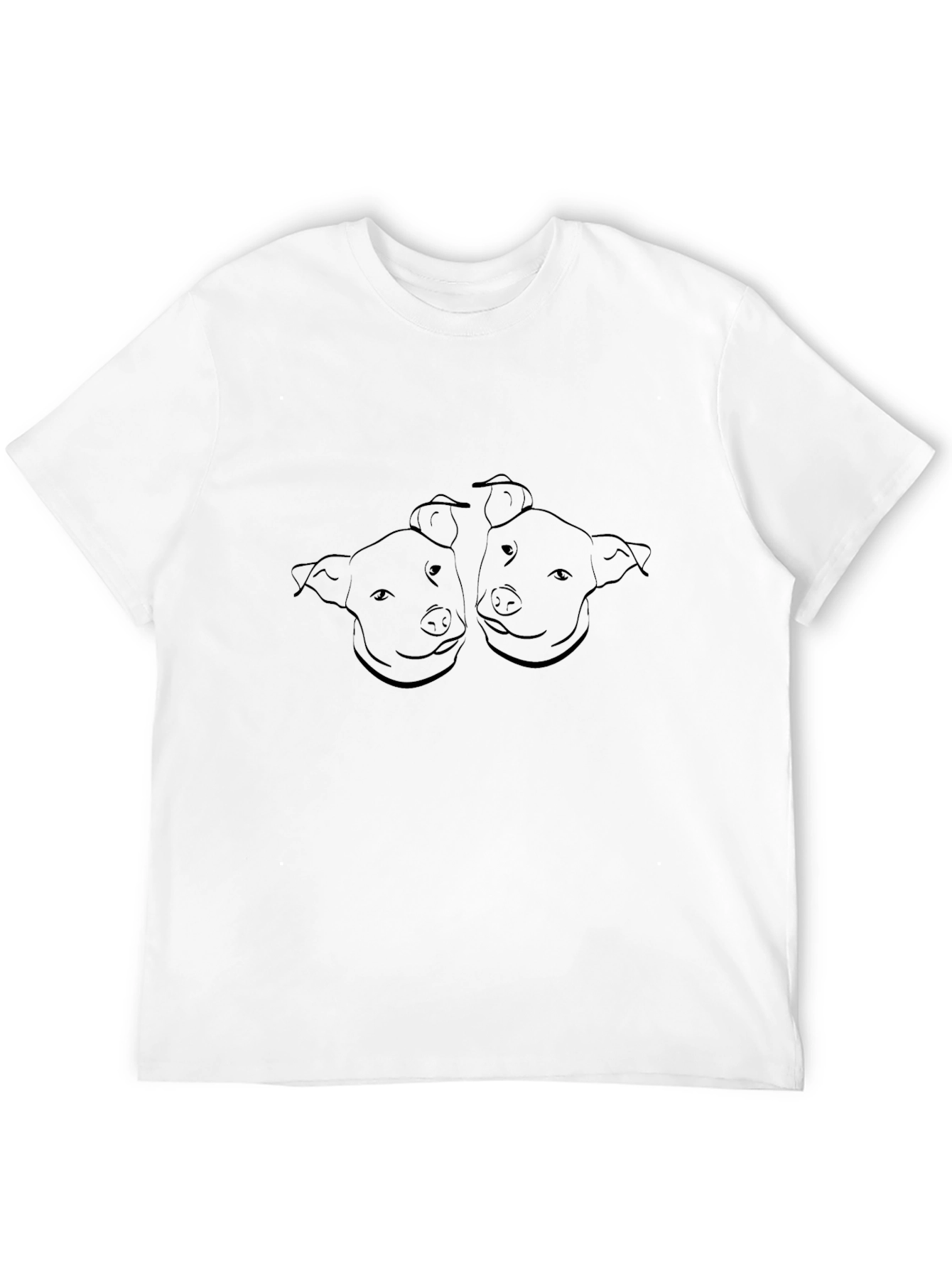 Black Dog Lovers Tee - Twin Pitbull Outline Design