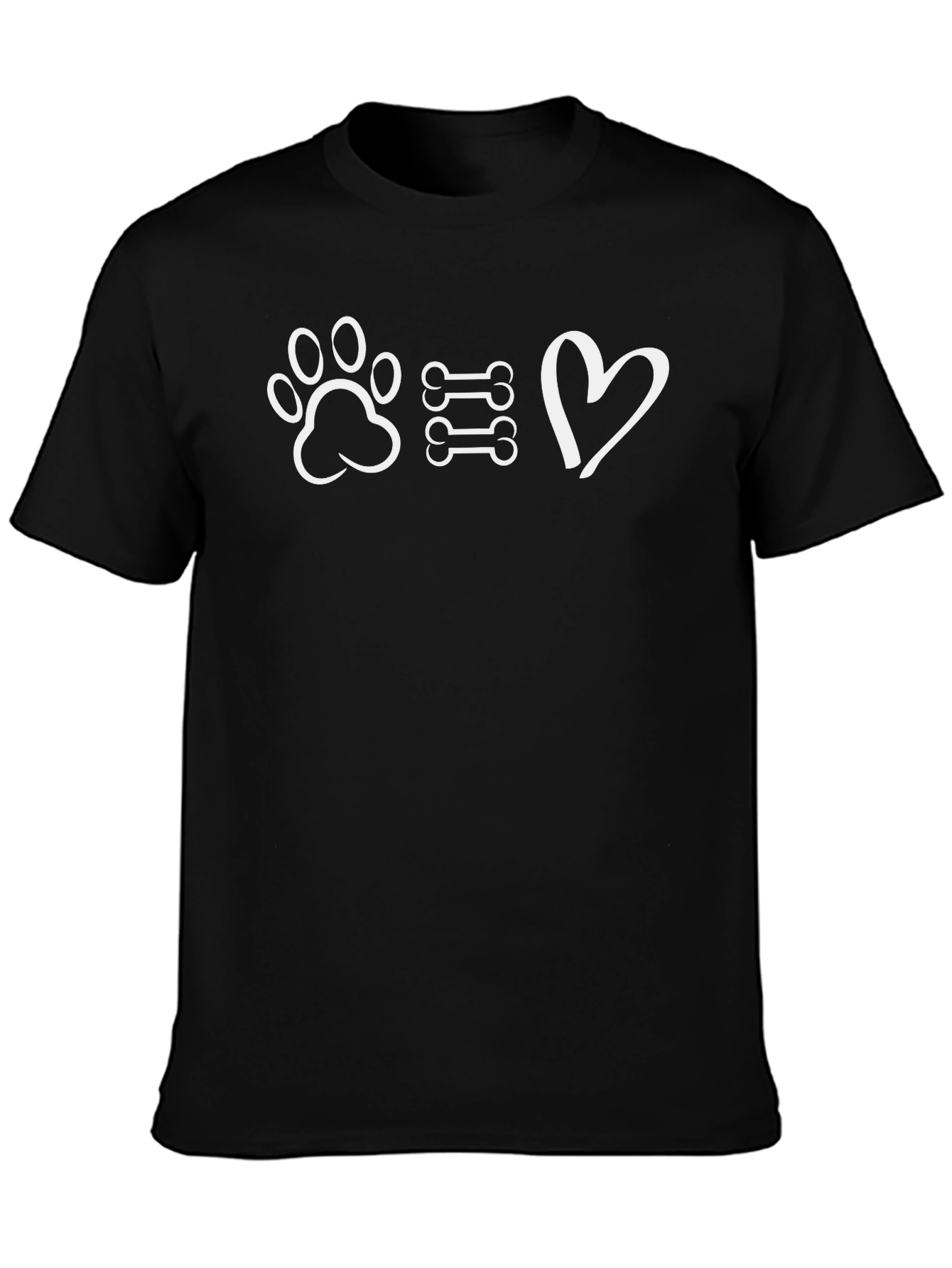 Paw Bones Heart Black T-Shirt