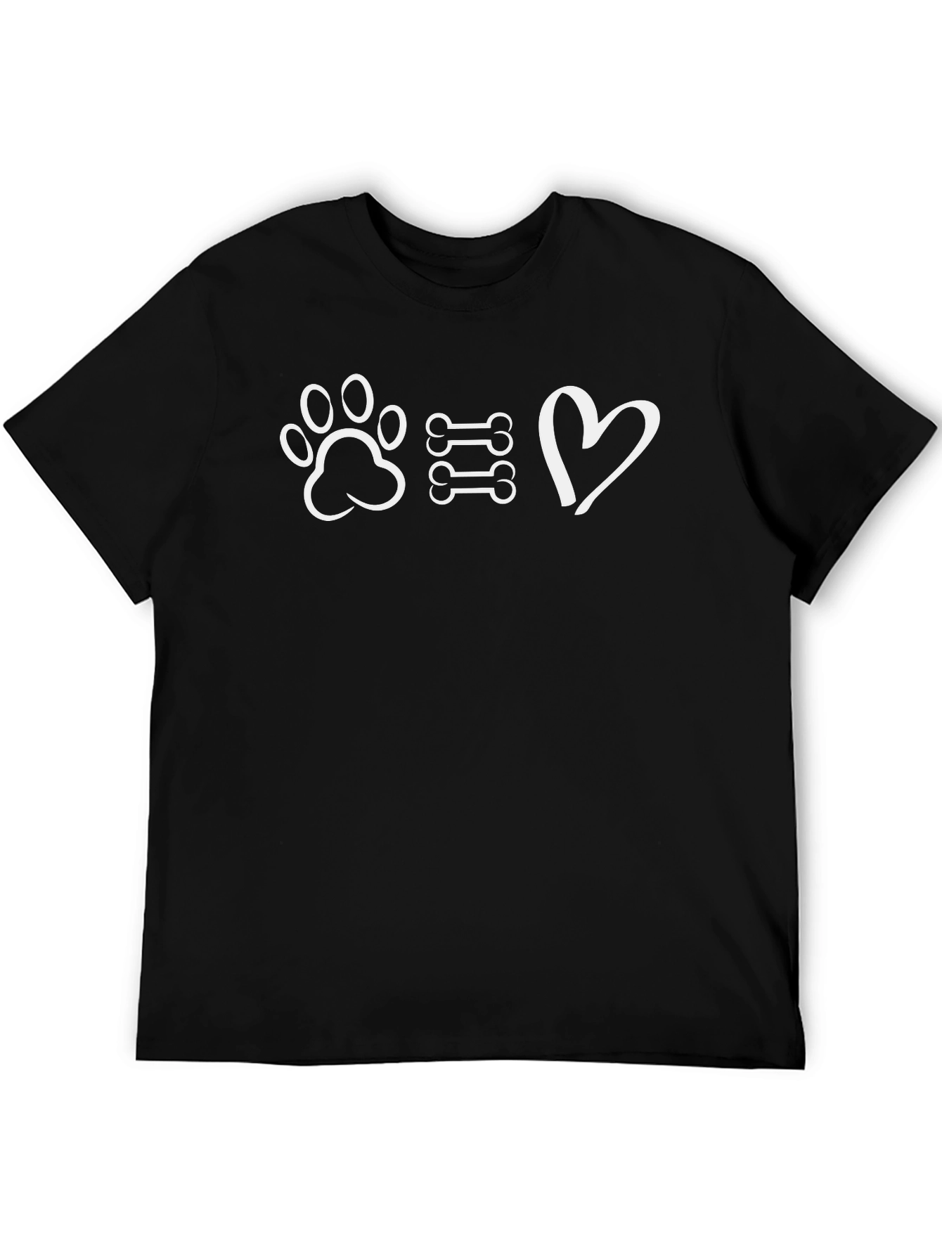 Paw Bones Heart Black T-Shirt