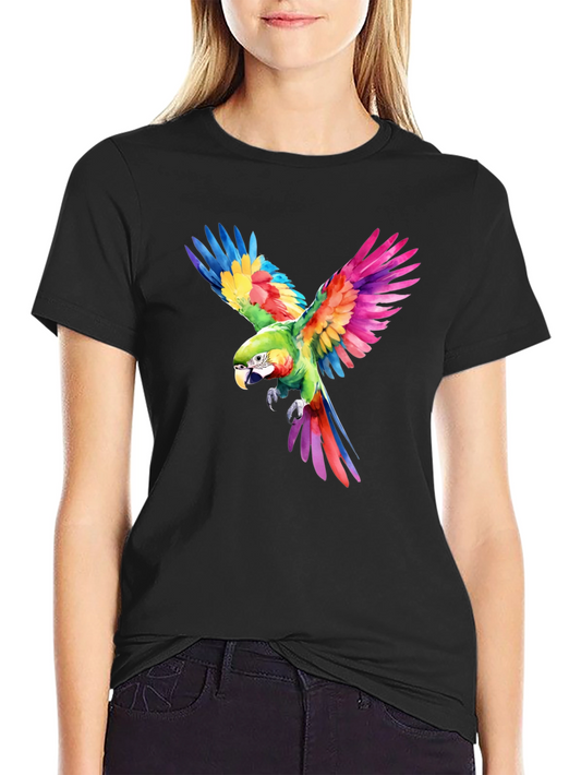 Vibrant Parrot Graphic Tee - Unique Watercolor Style