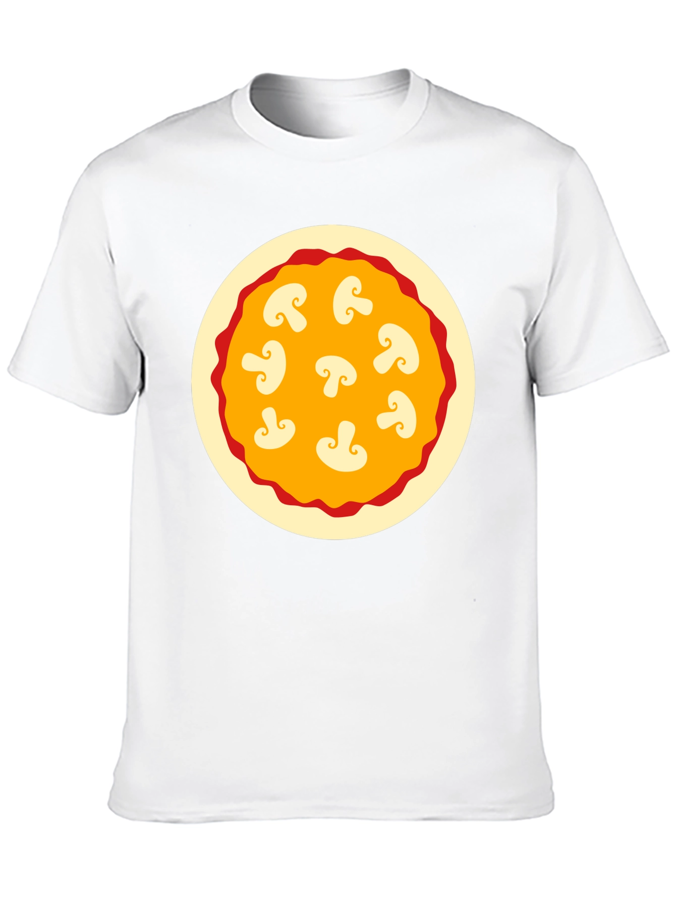 Mushroom Pizza Graphic Tee - Black Cotton T-Shirt