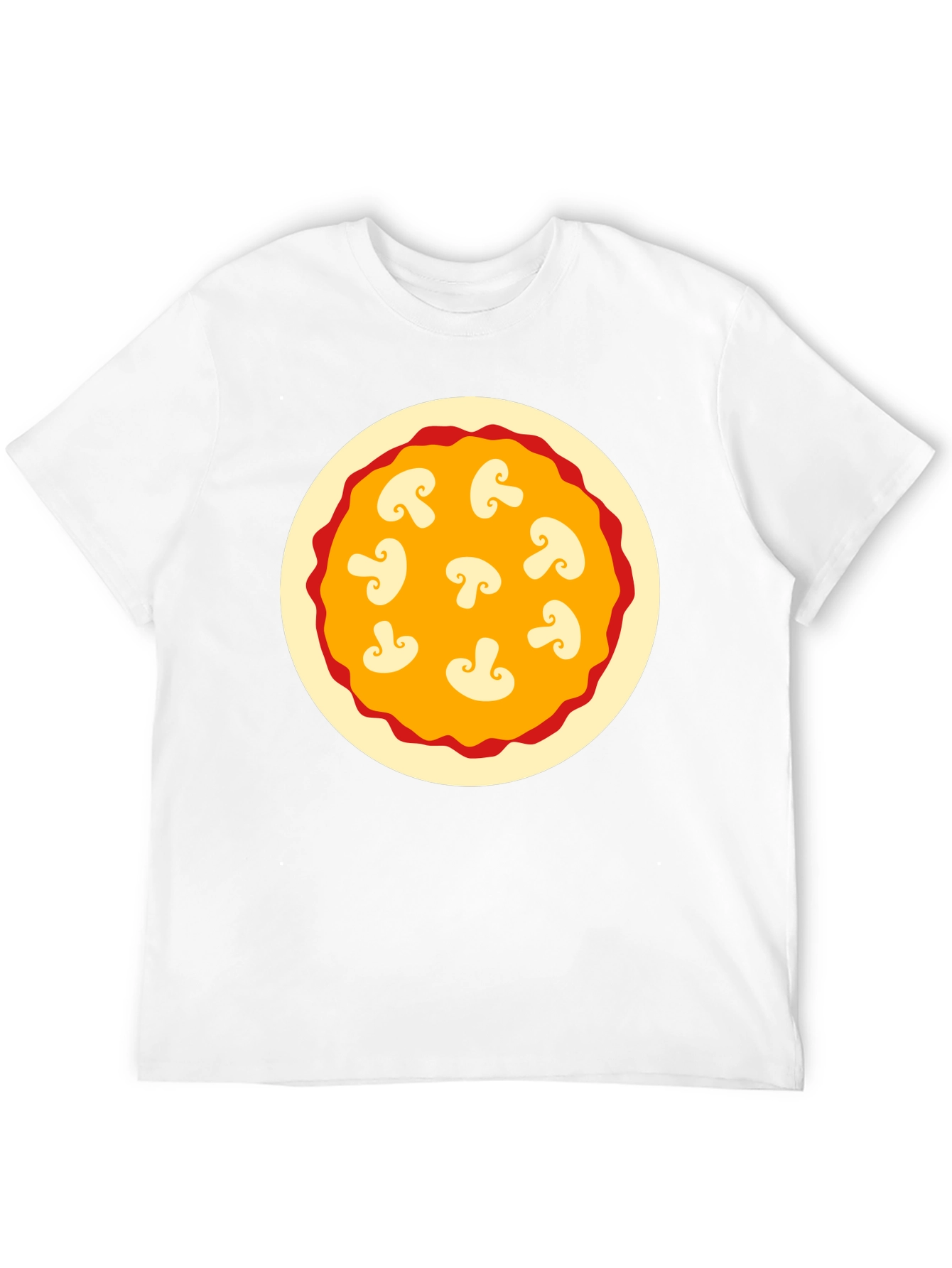 Mushroom Pizza Graphic Tee - Black Cotton T-Shirt