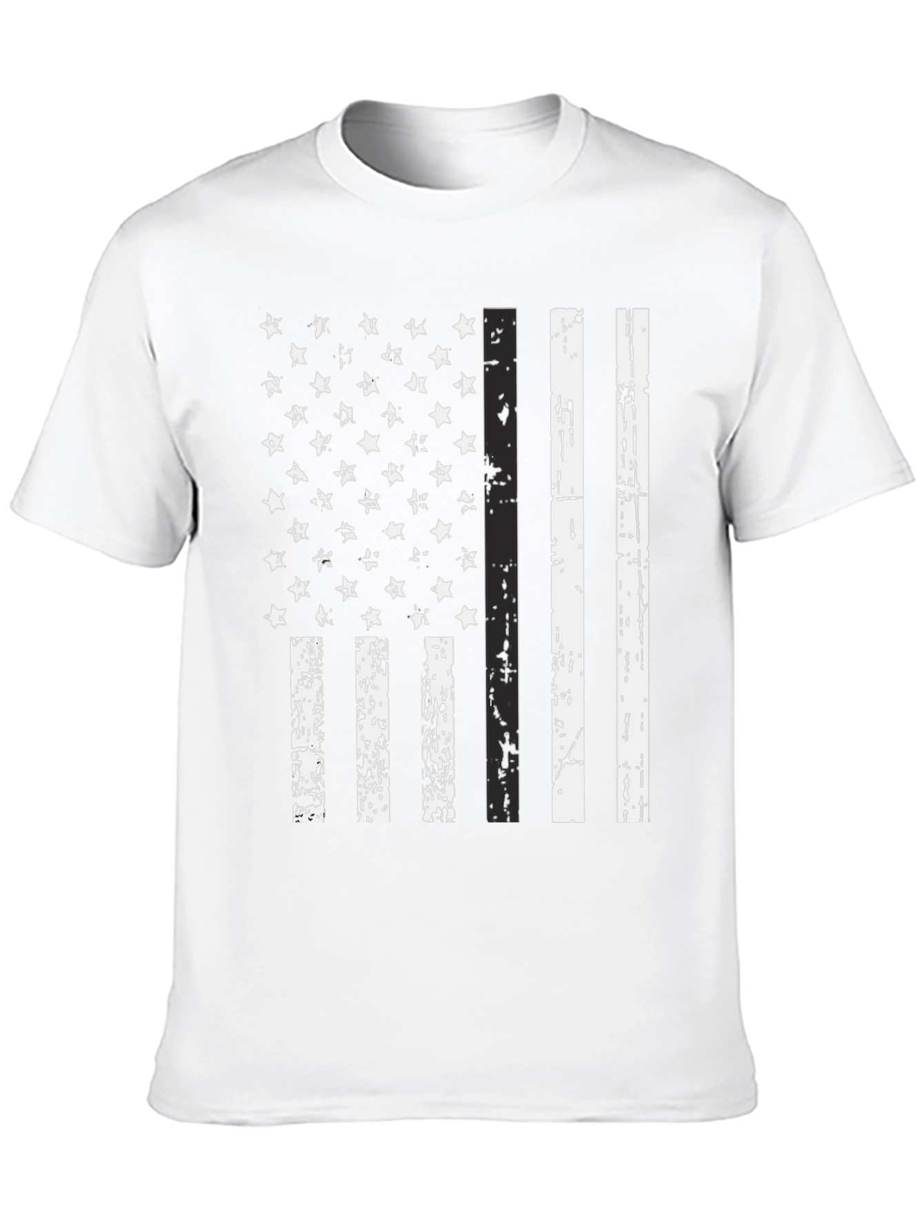 Distressed American Flag Graphic Tee - Black