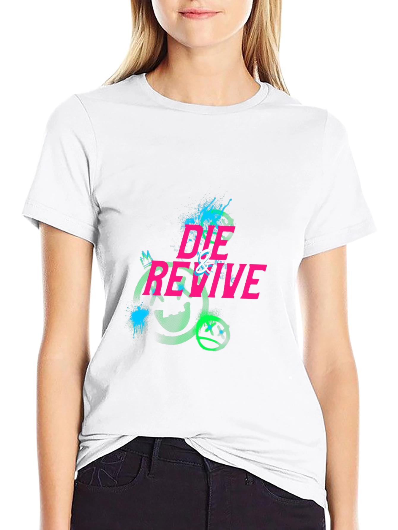 Die & Revive Graphic Print Black T-Shirt