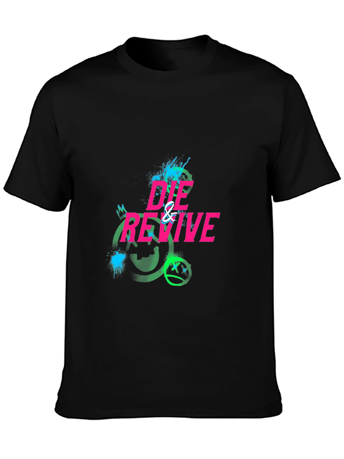 Die & Revive Graphic Print Black T-Shirt