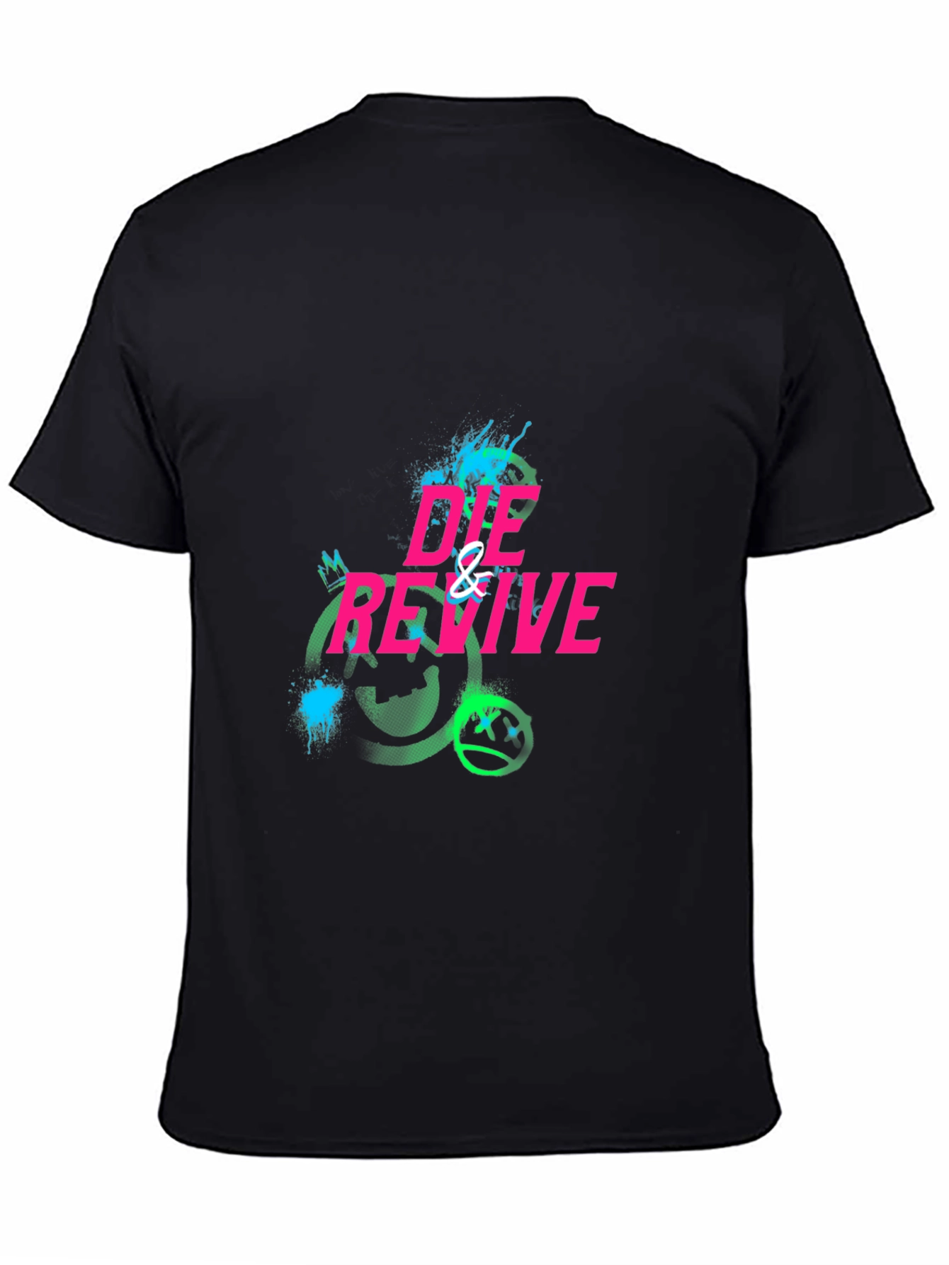 Die & Revive Graphic Print Black T-Shirt