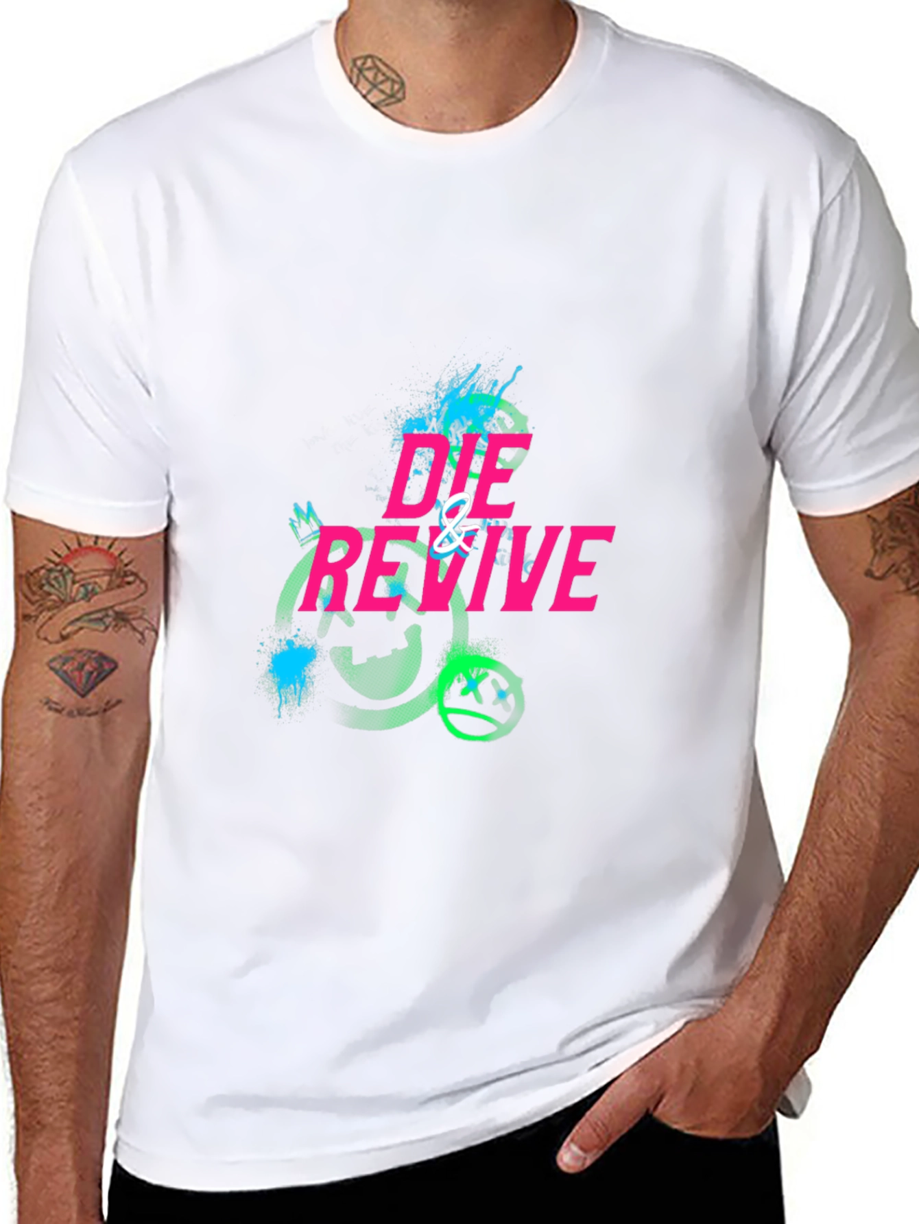 Die & Revive Graphic Print Black T-Shirt