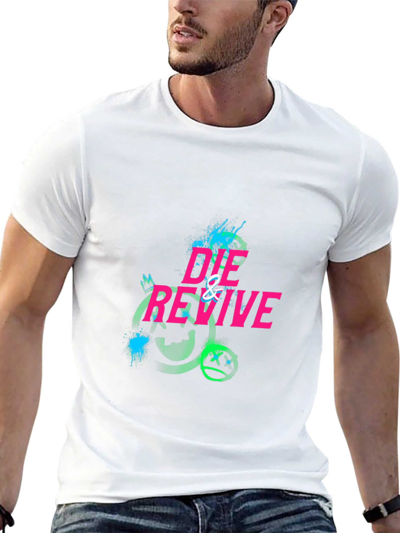 Die & Revive Graphic Print Black T-Shirt