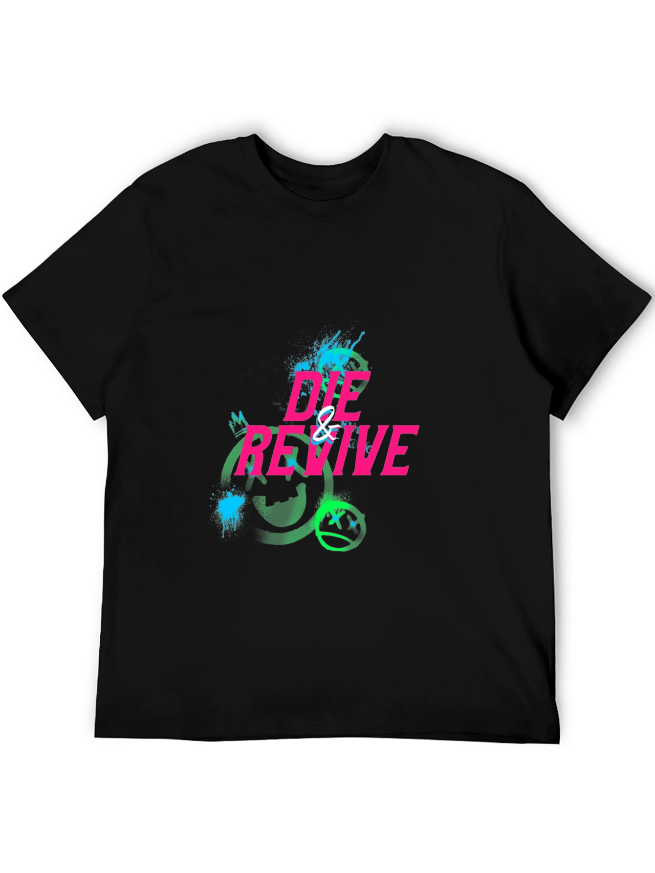 Die & Revive Graphic Print Black T-Shirt