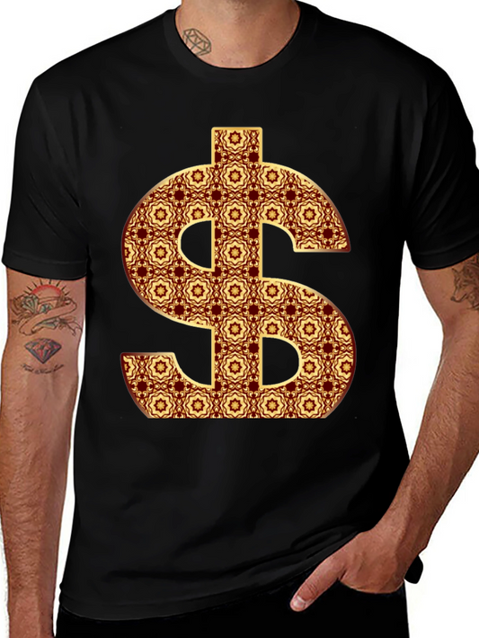 Patterned Dollar Sign Graphic Tee - Bold Fashion Statement