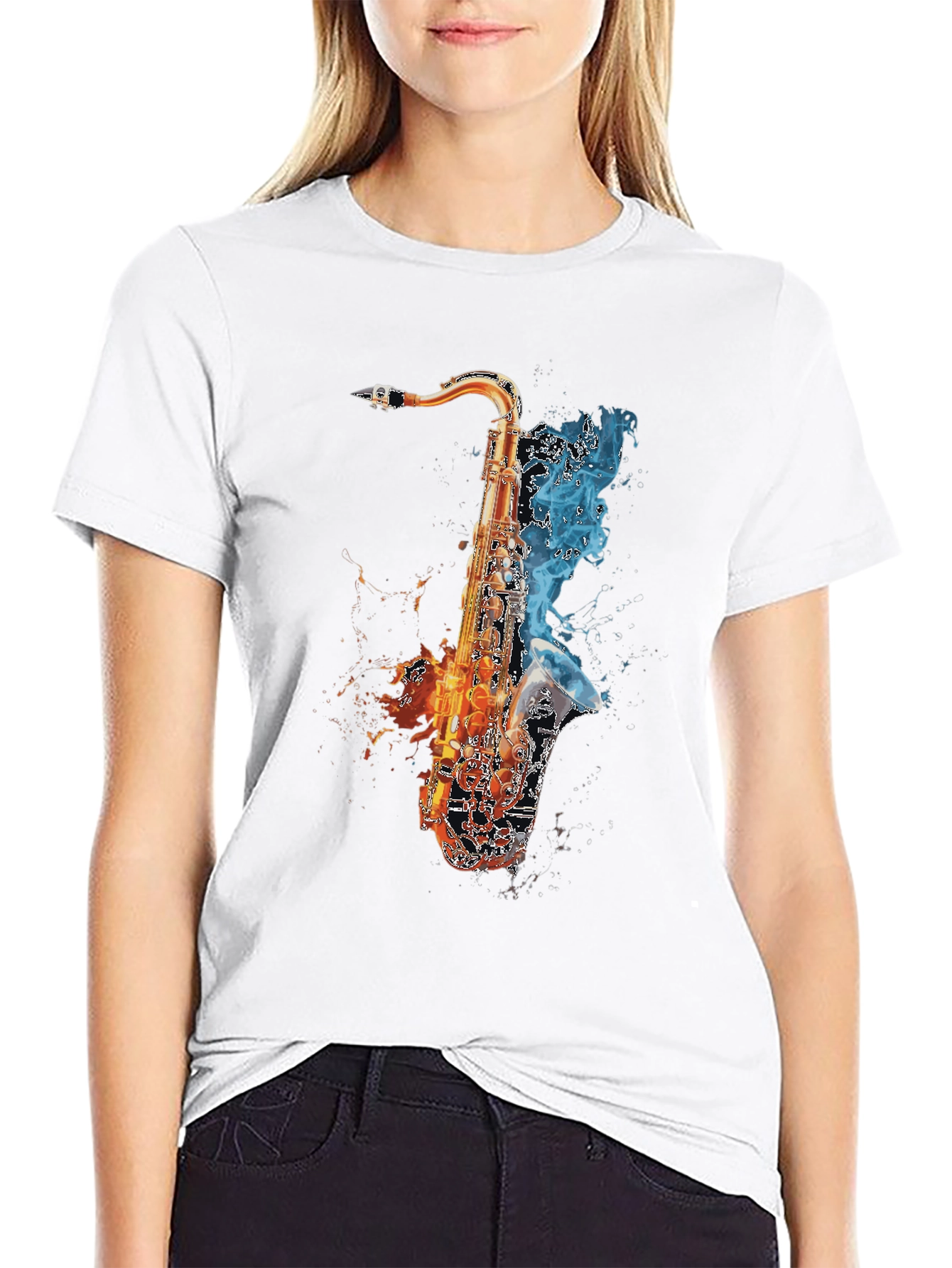 Fiery Saxophone Graphic Tee - Musicians Delight