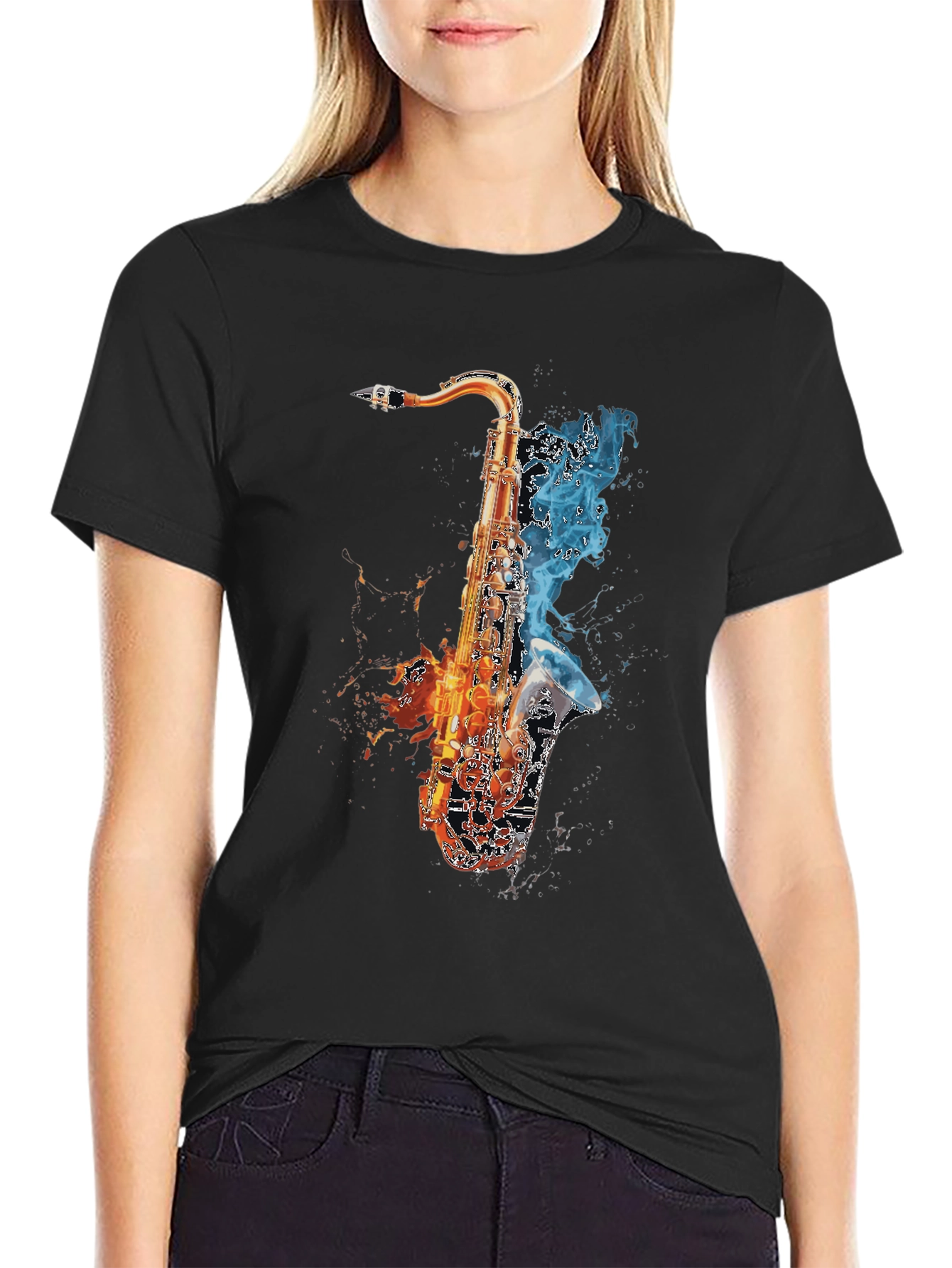 Fiery Saxophone Graphic Tee - Musicians Delight