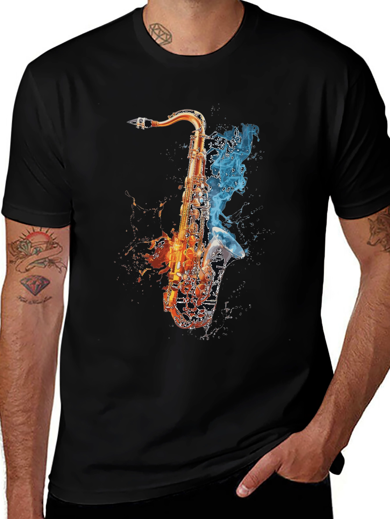 Fiery Saxophone Graphic Tee - Musicians Delight