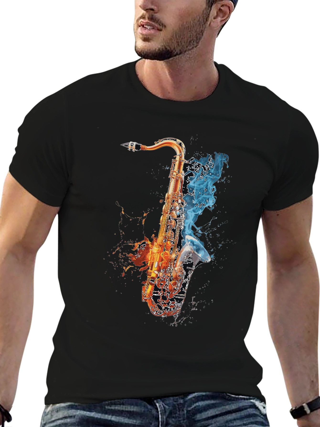 Fiery Saxophone Graphic Tee - Musicians Delight