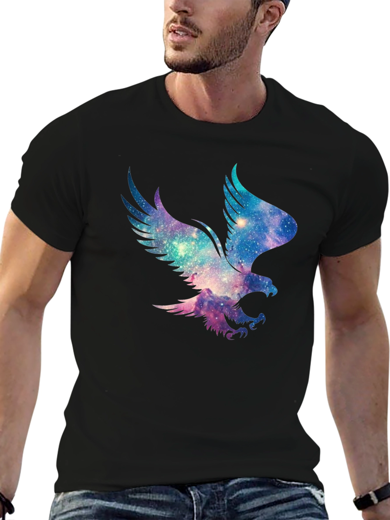 Galaxy Eagle Graphic Black T-Shirt