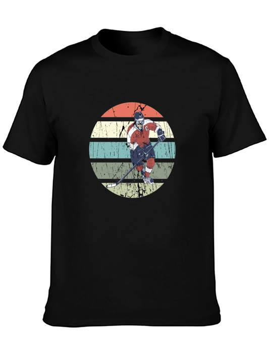 Retro Hockey Player Graphic T-Shirt - Vintage Style Tee