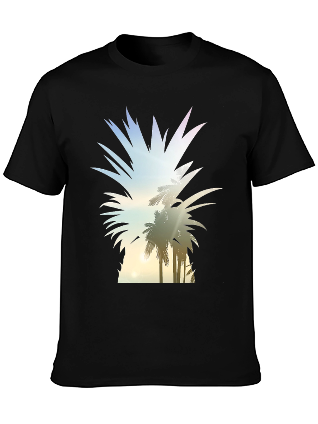 Tropical Pineapple Graphic Tee - Black T-Shirt