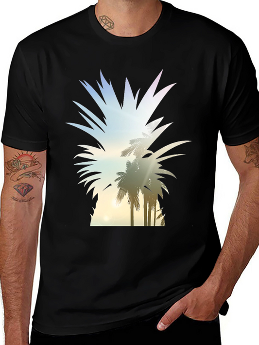 Tropical Pineapple Graphic Tee - Black T-Shirt