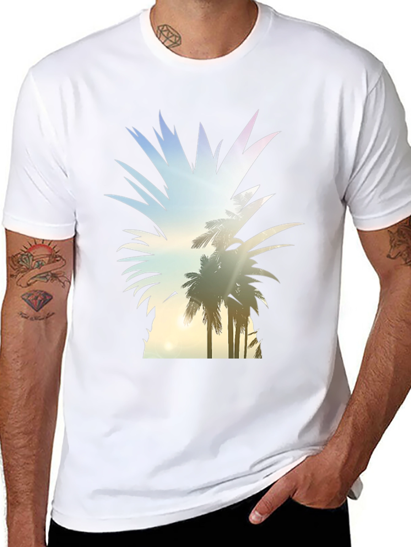 Tropical Pineapple Graphic Tee - Black T-Shirt