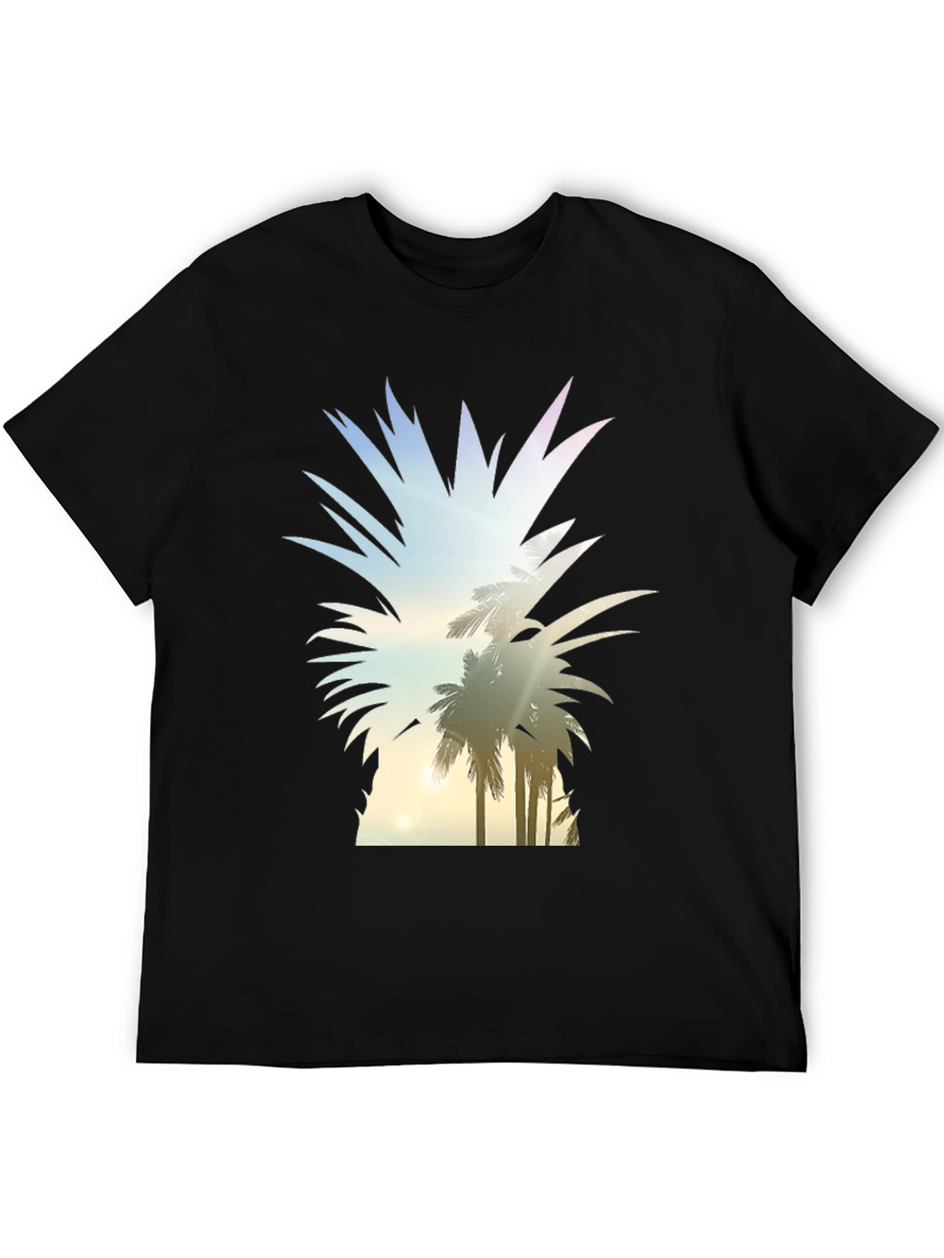 Tropical Pineapple Graphic Tee - Black T-Shirt