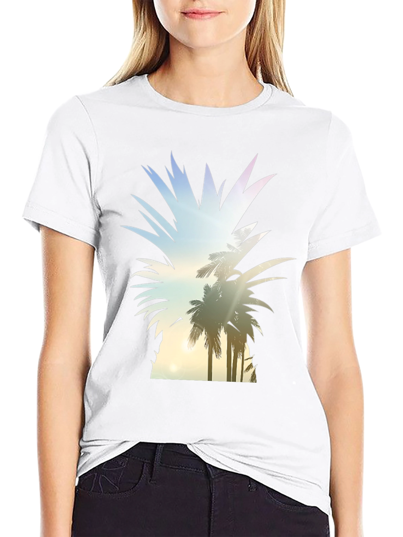 Tropical Pineapple Graphic Tee - Black T-Shirt