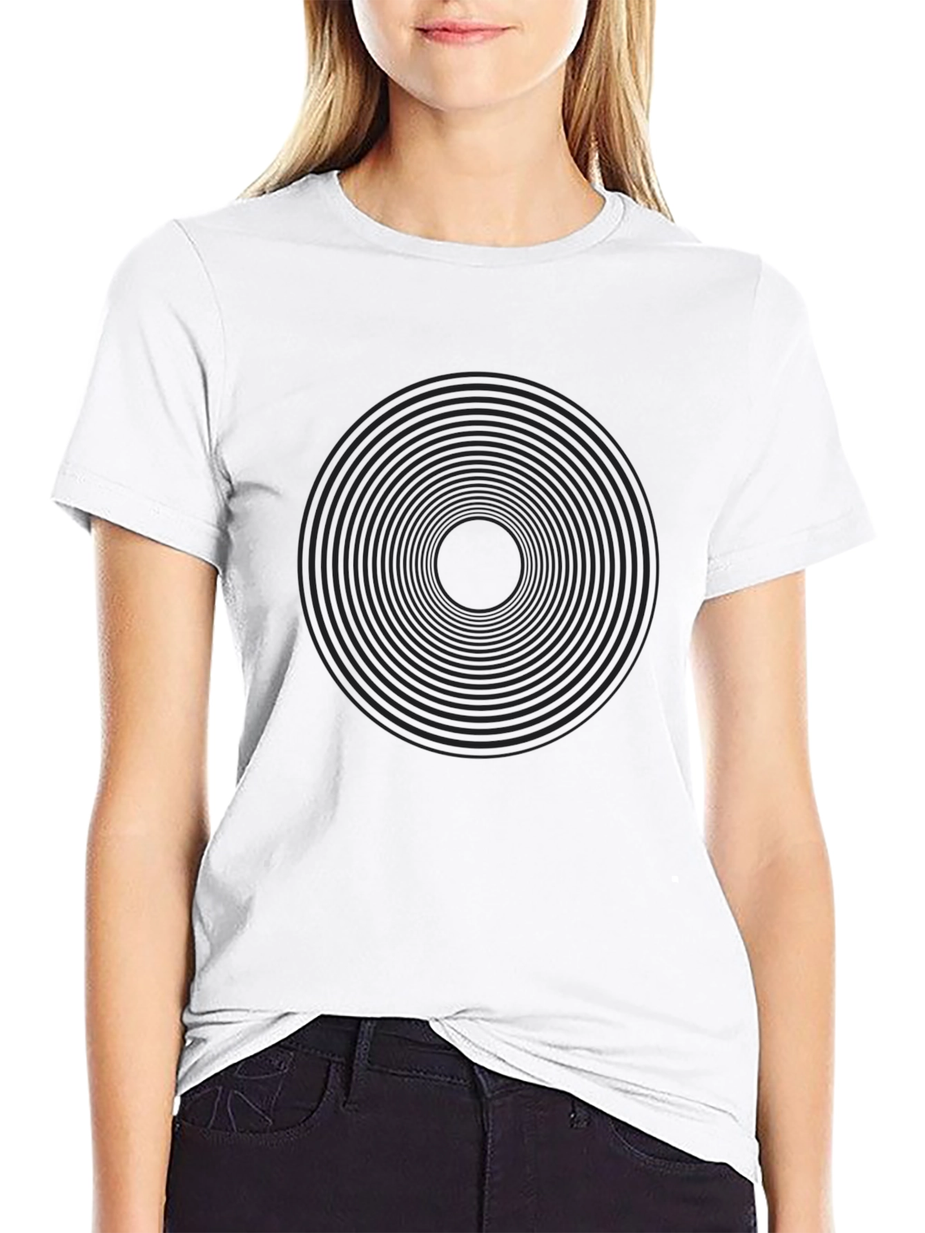 Hypnotic Black Spiral Graphic Tee