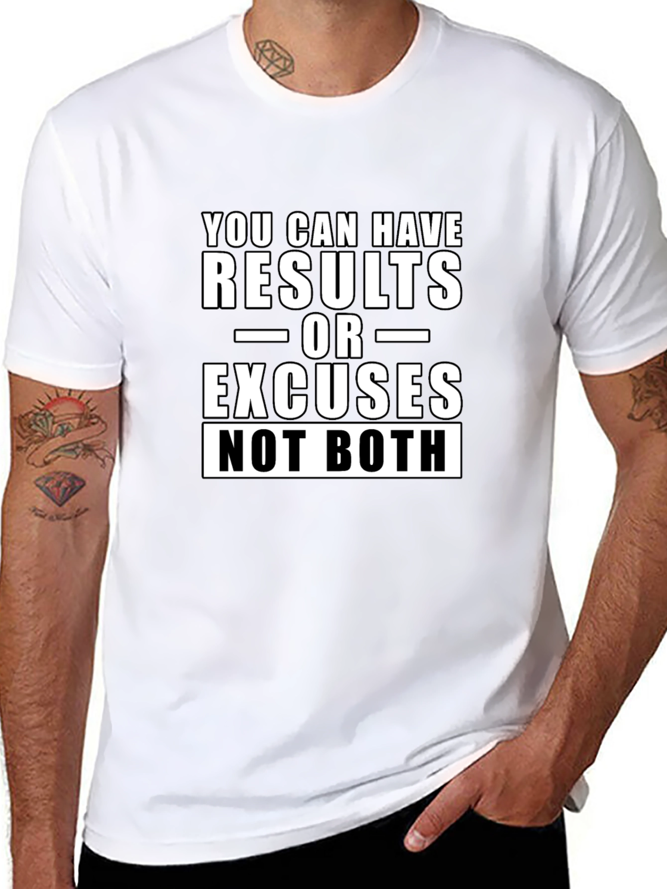 Motivational T-Shirt: Results or Excuses