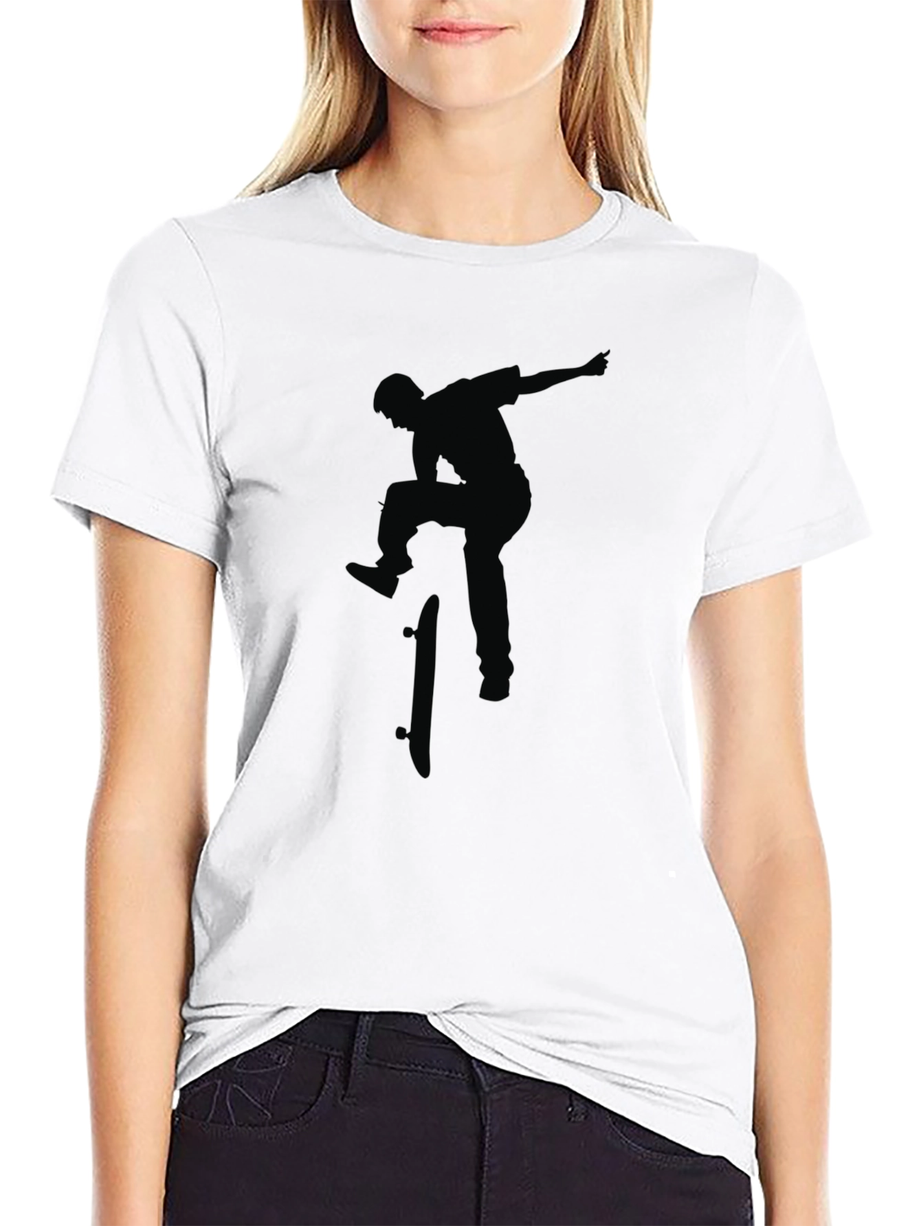 Skateboarder Silhouette Black Graphic Tee