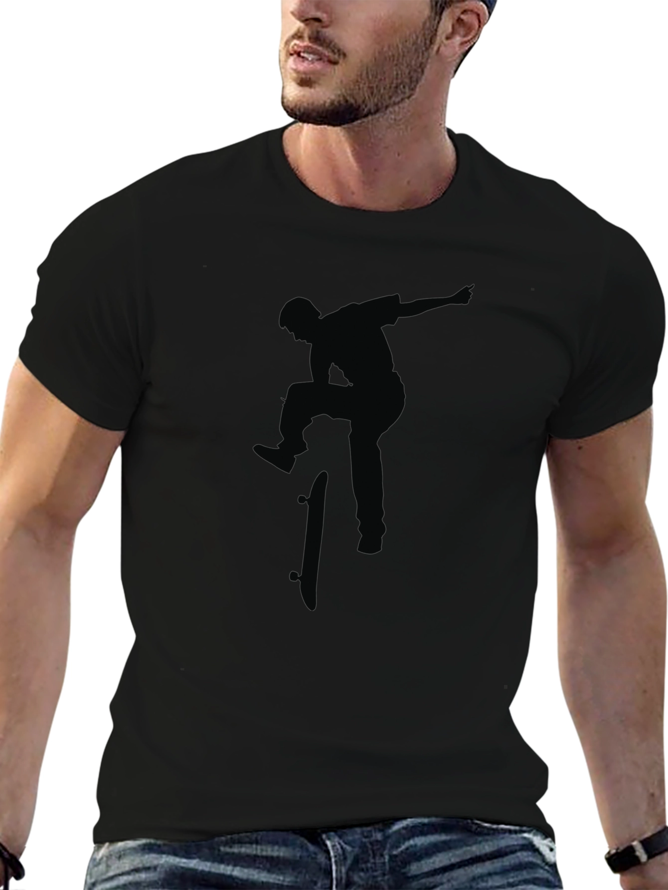 Skateboarder Silhouette Black Graphic Tee
